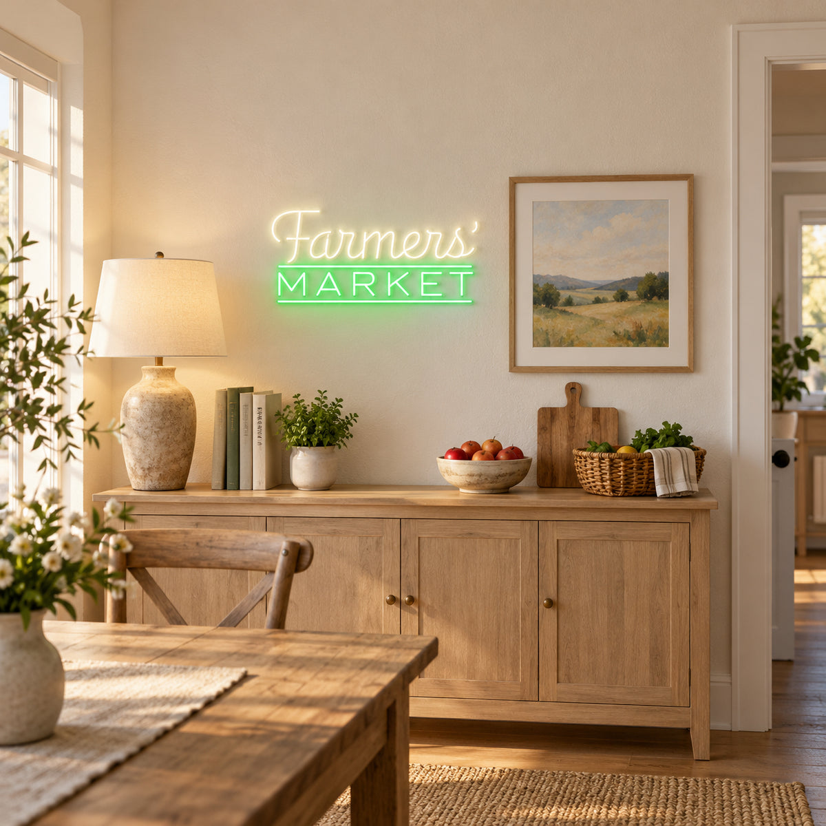Farmer’s Market Neon Sign - Installation Scene