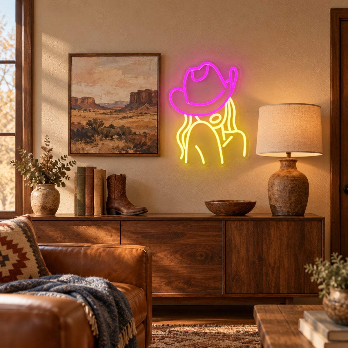 CowWomen LED Neon Sign Dimmable Wall Light - Installation Scene