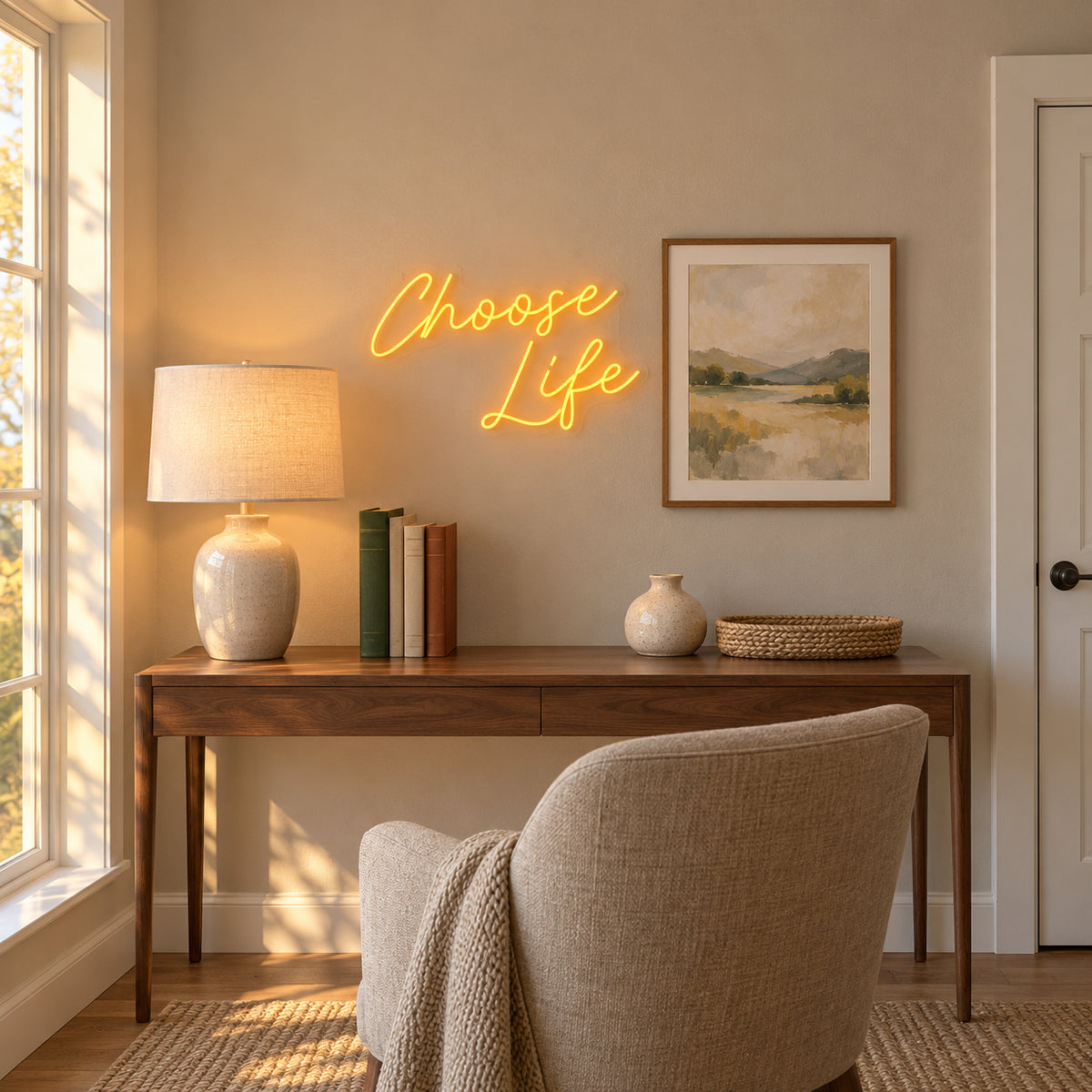 Choose Life LED Neon Sign Dimmable Wall Light - Installation Scene