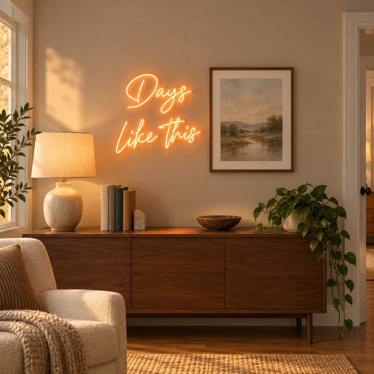 Days Like This LED Neon Sign Fine Line Script - Installation Scene