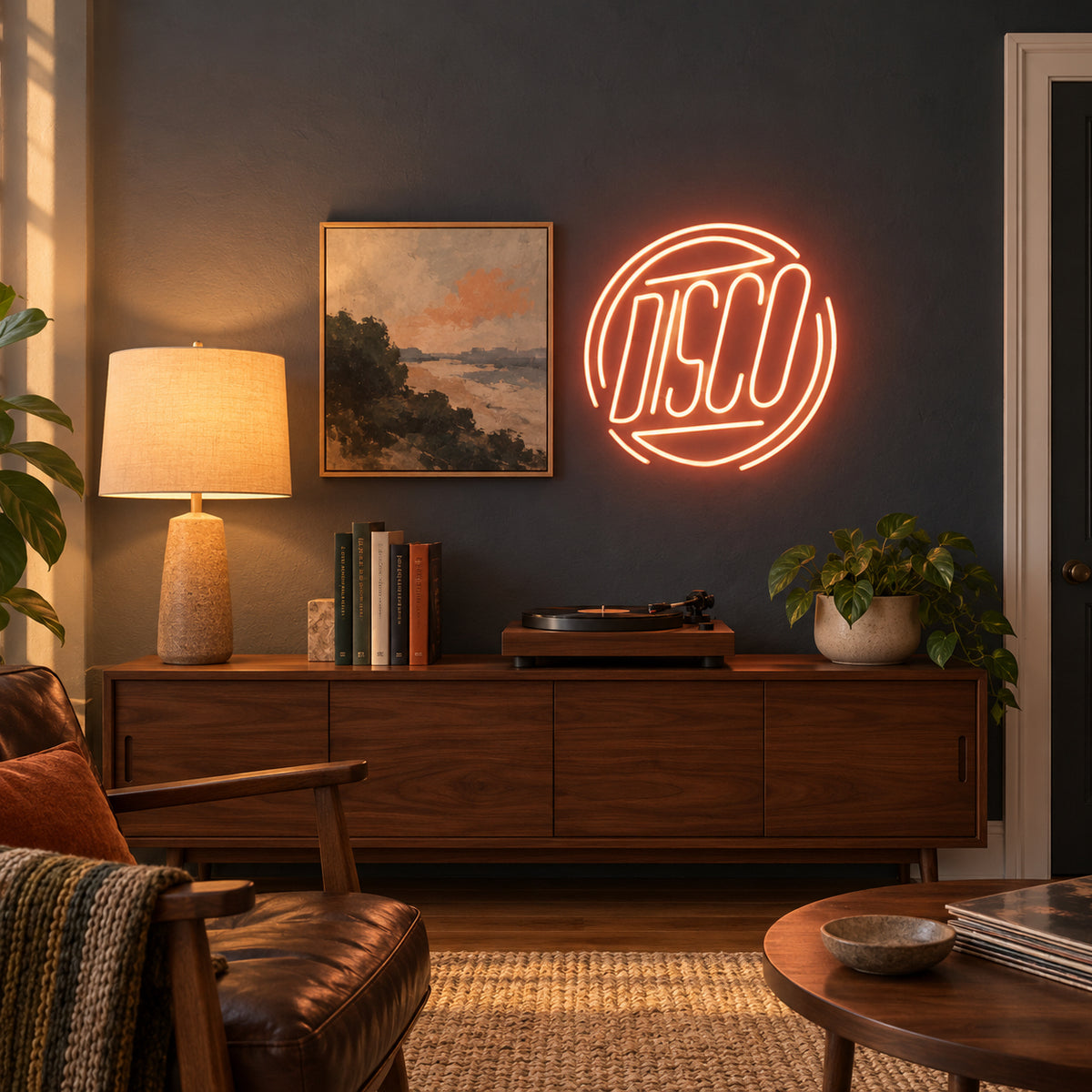 Disco LED Neon Sign Dimmable Wall Light - Installation Scene