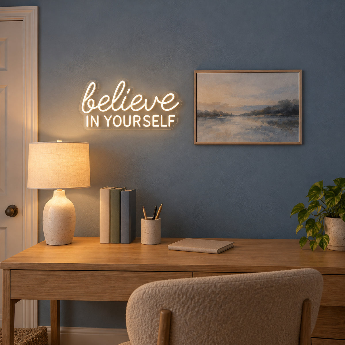 Believe in Your Self LED Neon Sign Dimmable Wall Light - Installation Scene