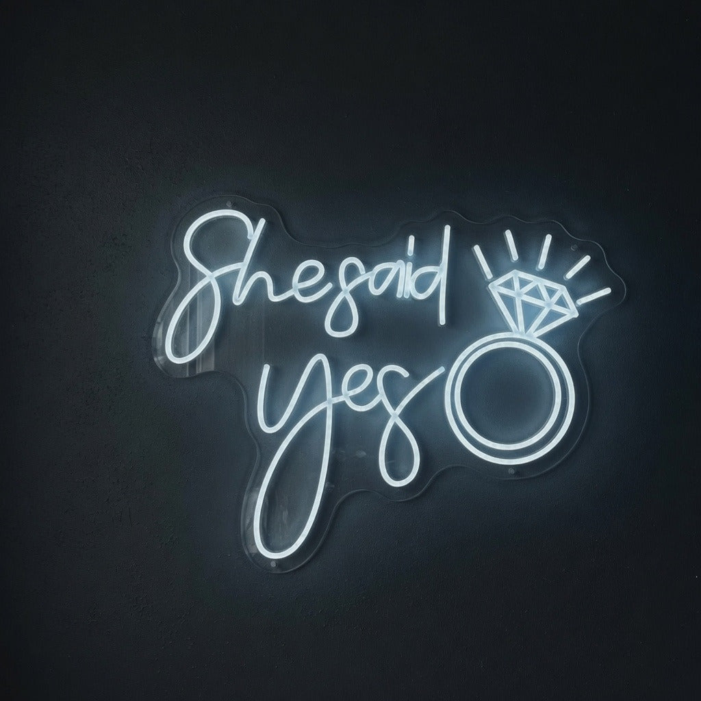 She Said Yes and Diamond Ring LED Neon Sign - Shineneon