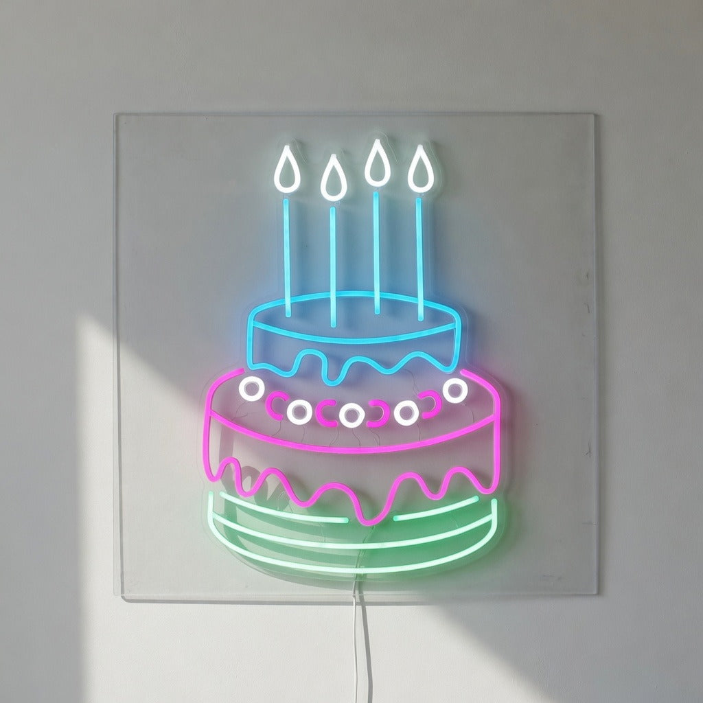 Birthday Cake LED Neon Sign Dimmable Wall Light - Shineneon