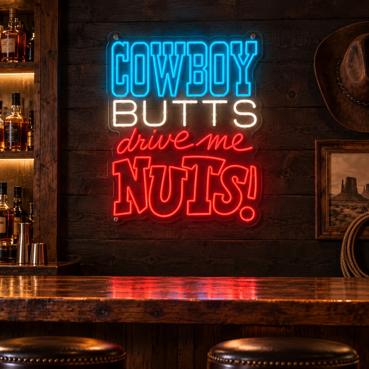 Cowboy Butts Drive Me Nuts Neon Sign Wall Neon Signs - Shineneon