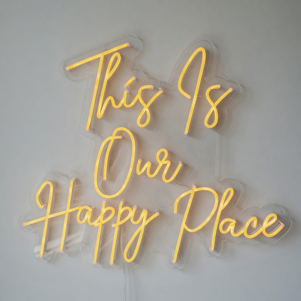 This Is Our Happy Place LED Neon Sign Bold Retro Caps - Shineneon
