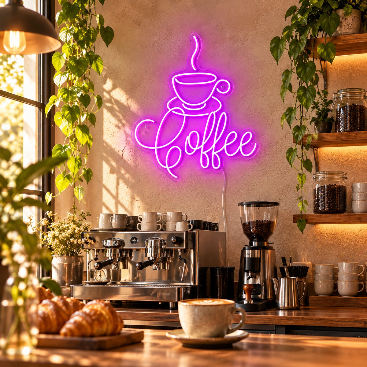 Coffee Bar LED Neon Sign Cup Corner Badge Wall Neon Signs - Shineneon