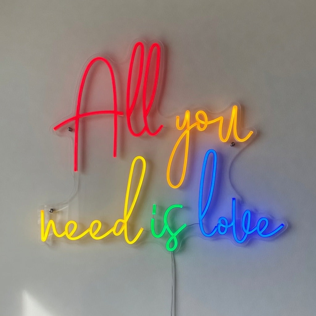 All You Need Is Love Rainbow Colors LED Neon Sign for Wedding - Shineneon