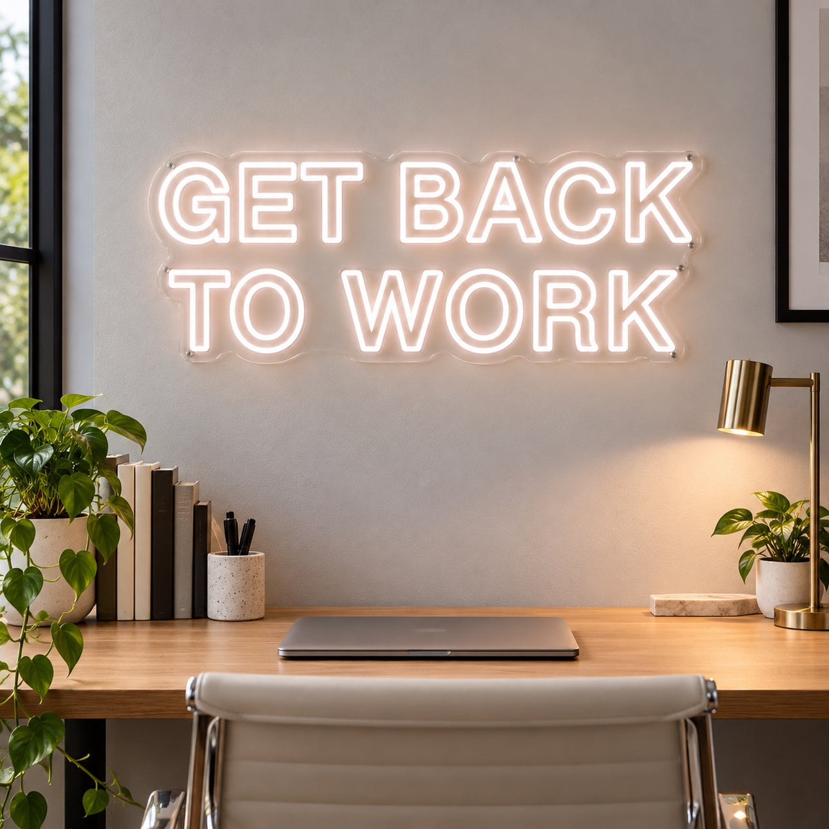 Get Back to Work LED Neon Sign Dimmable Wall Light - Shineneon