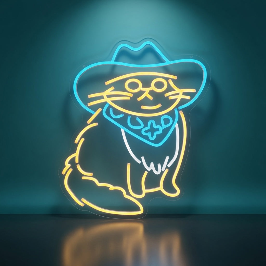 Cowboy Hat Cat LED Neon Sign - Shineneon