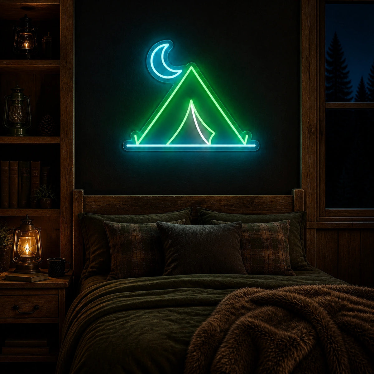 Tent Crescent Moon Vintage LED Neon Sign Home Neon Signs - Shineneon