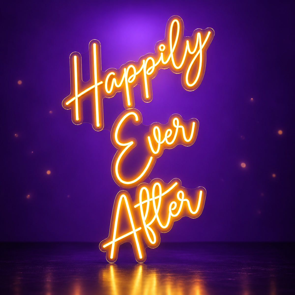 Happily Ever After LED Neon Sign Two Line Cursive - Facebook Ad Image