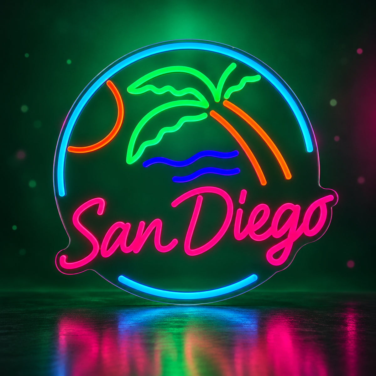 San Diego Palm Tree Sunset Neon Sign - Facebook Ad Image