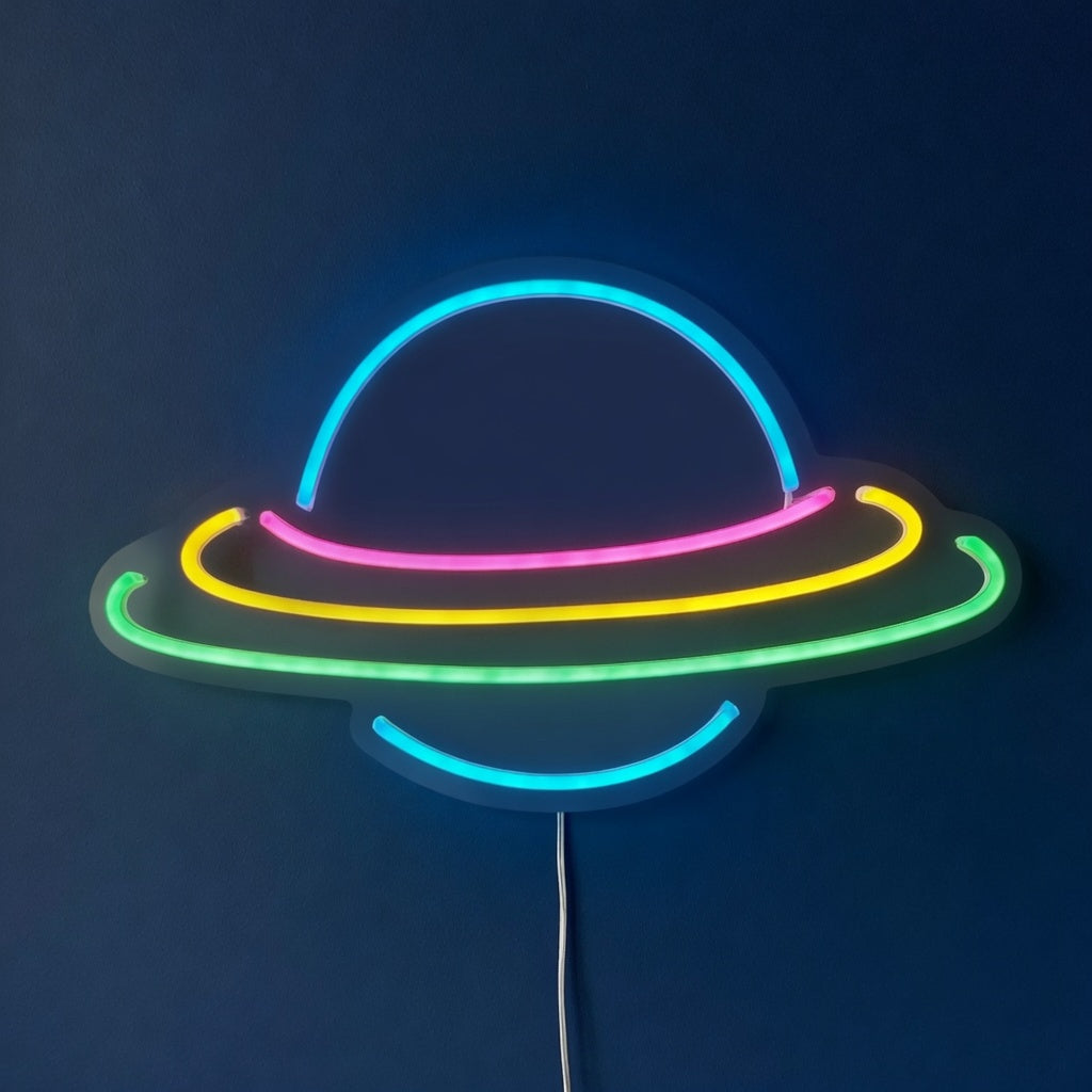 Planet Saturn LED Neon Sign Ringed Planet Two Tone - Facebook Ad Image