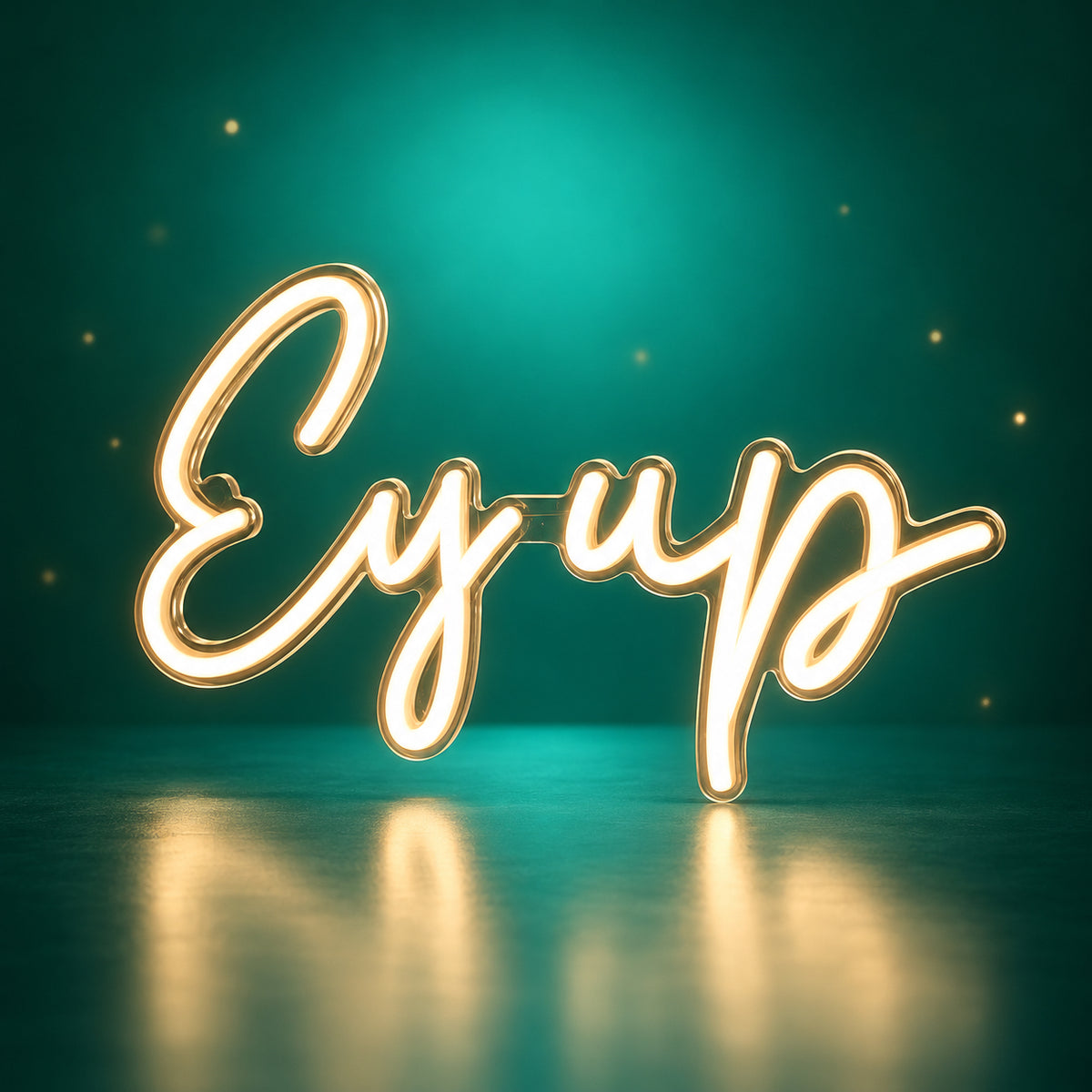 Ey Up LED Neon Sign Warm Circle Board - Facebook Ad Image