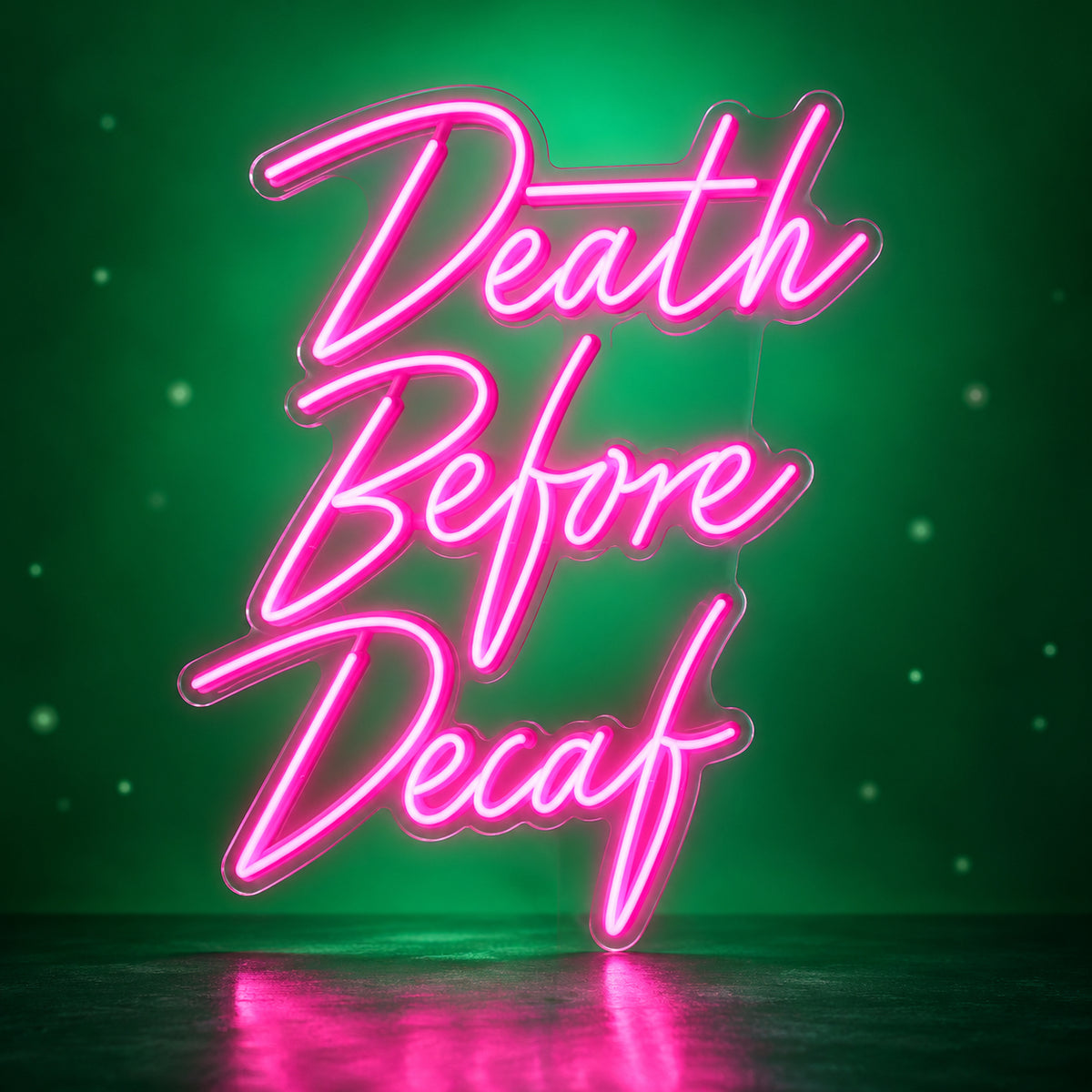 Death Before Decaf LED Neon Sign for Bar Light Up Business Decor - Facebook Ad Image