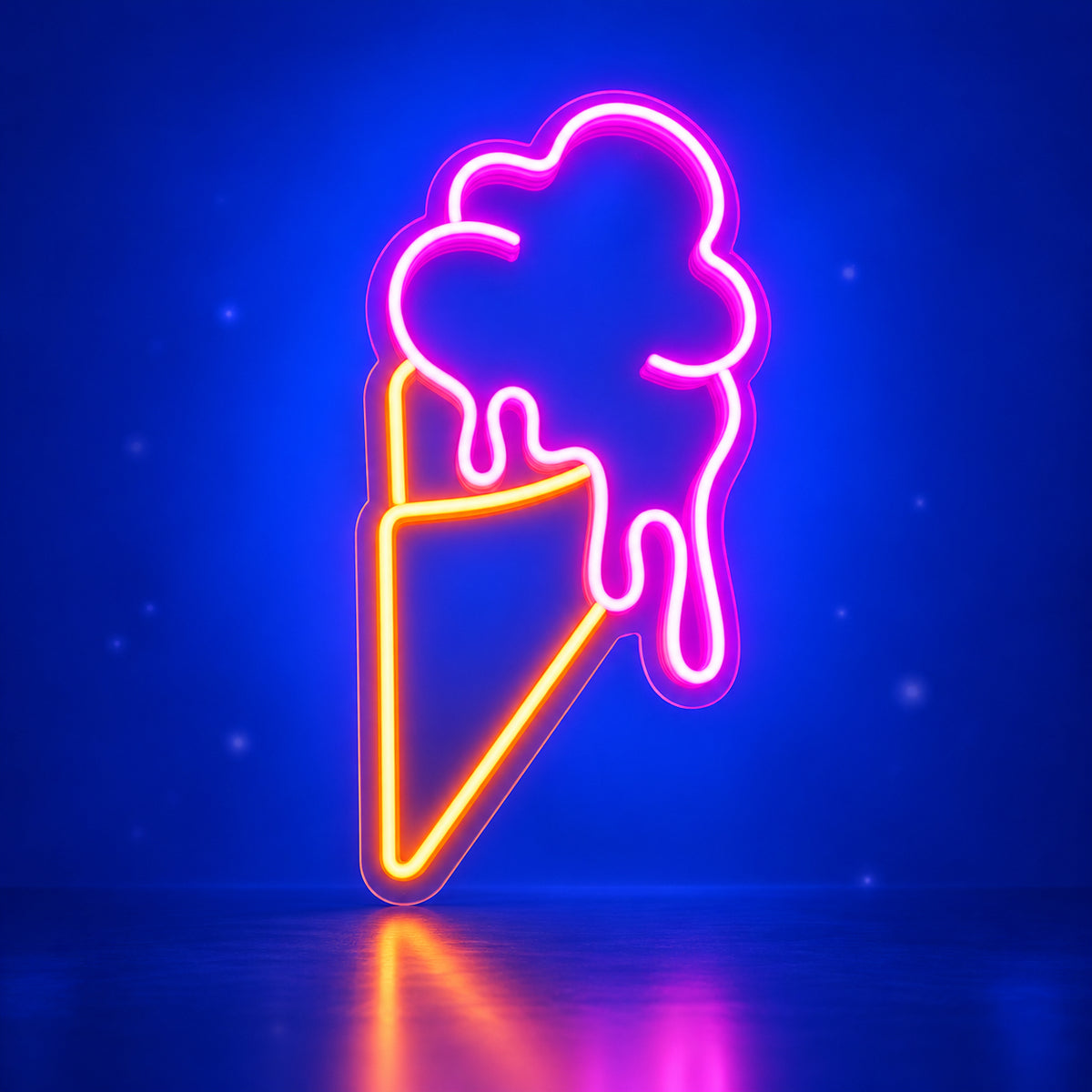 Ice Cream Cone LED Neon Sign Melting Soft Serve Design - Facebook Ad Image