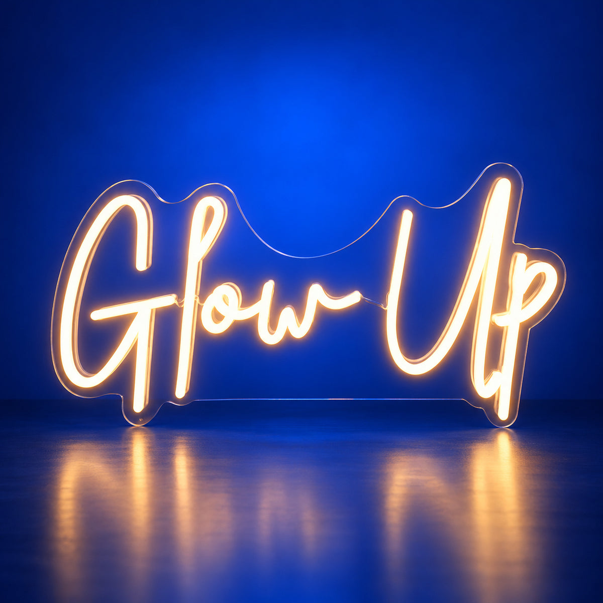 Glow Up LED Neon Sign Clean Script Design - Facebook Ad Image