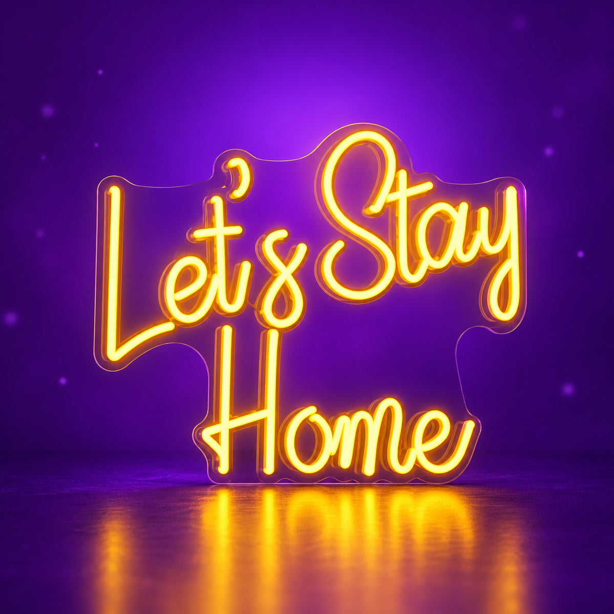 Let's Stay Home LED Neon Sign Script with Florals - Facebook Ad Image