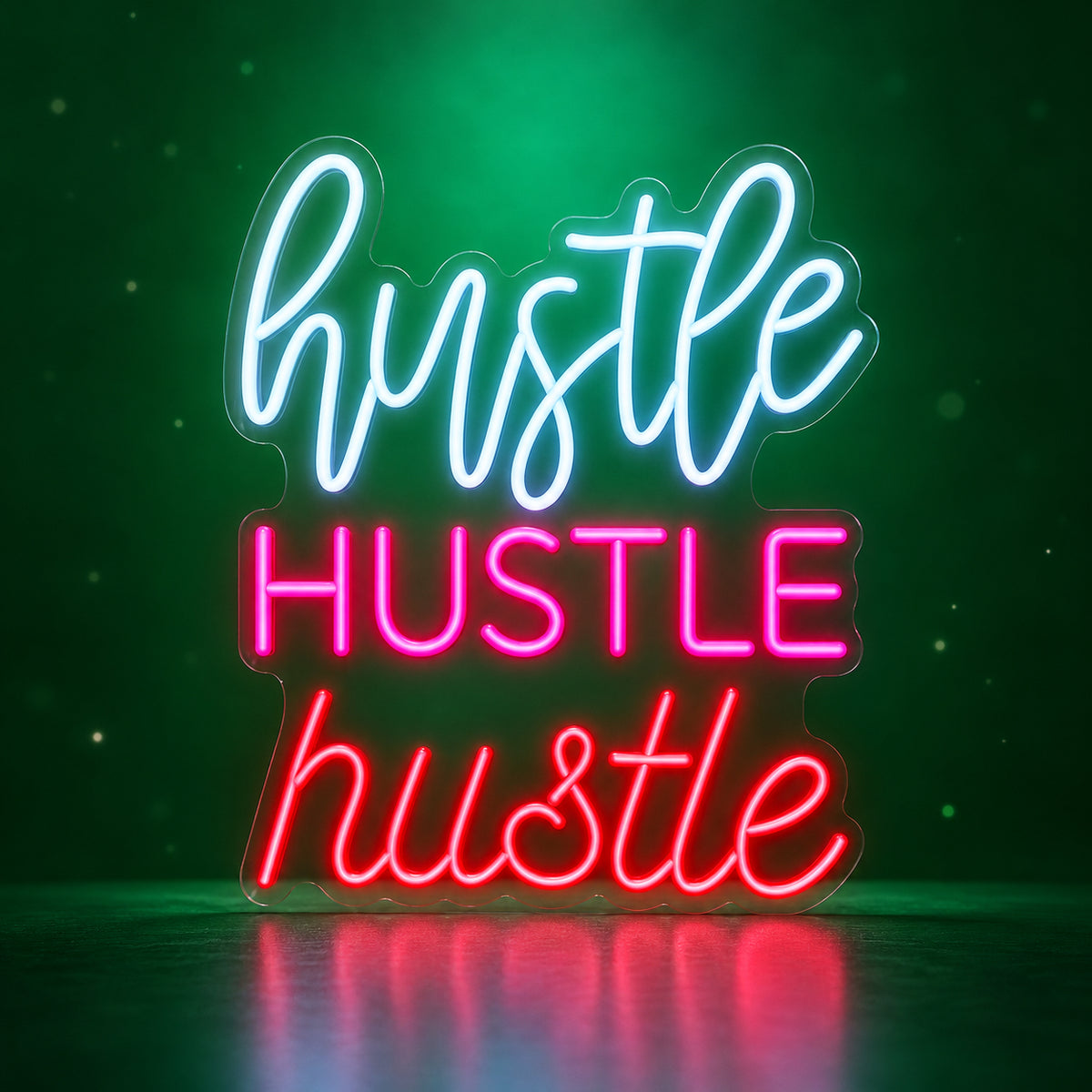 Hustle LED Neon Sign Triple Word Stack - Facebook Ad Image
