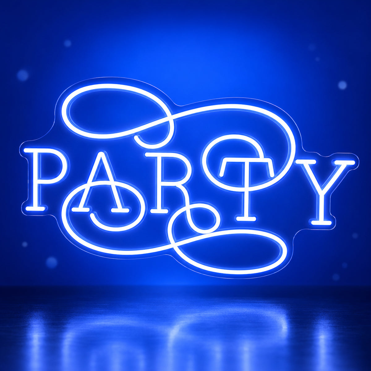 Party LED Neon Sign Caps with Script Overlay - Facebook Ad Image