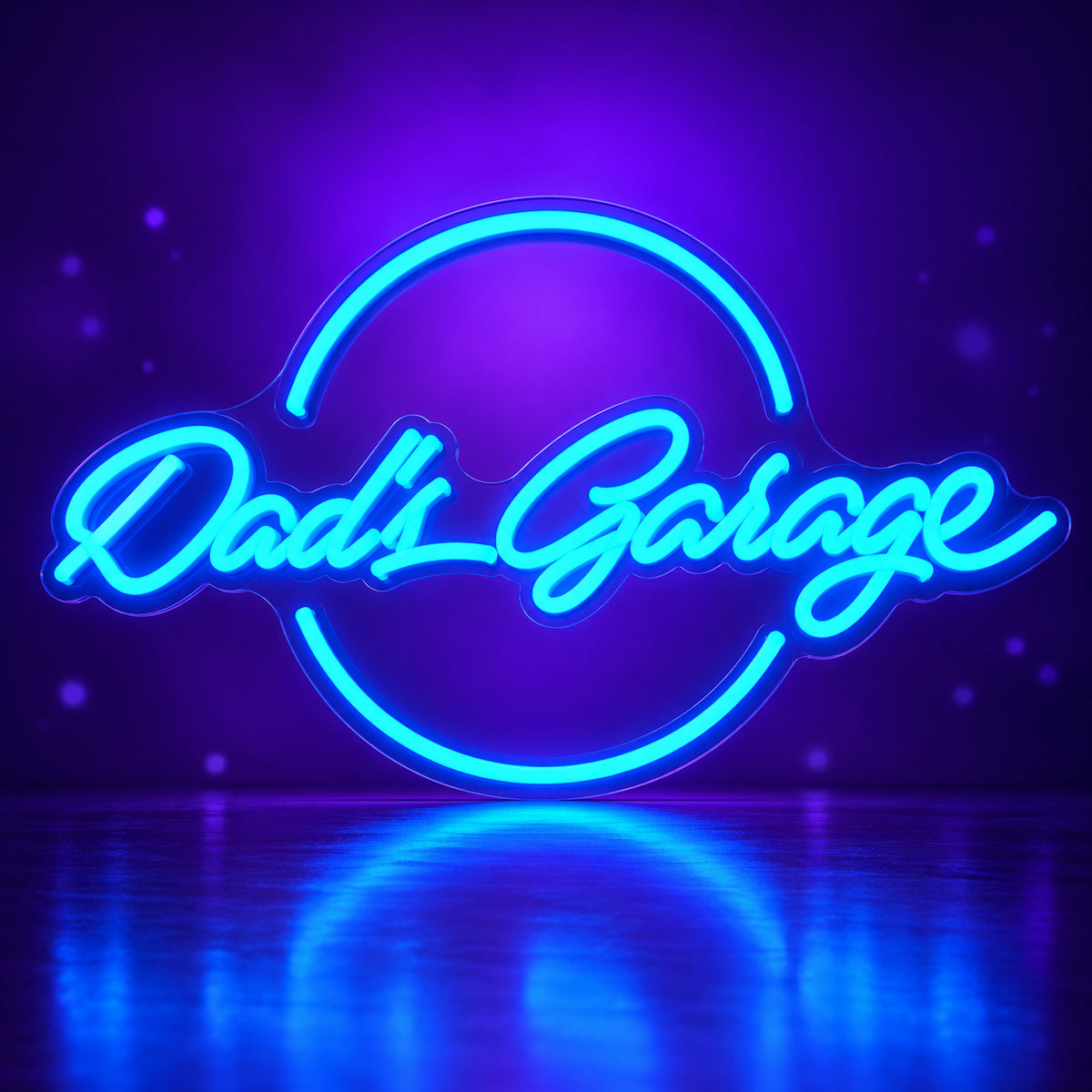 Dad's Garage LED Neon Sign Script and Caps Mix - Facebook Ad Image
