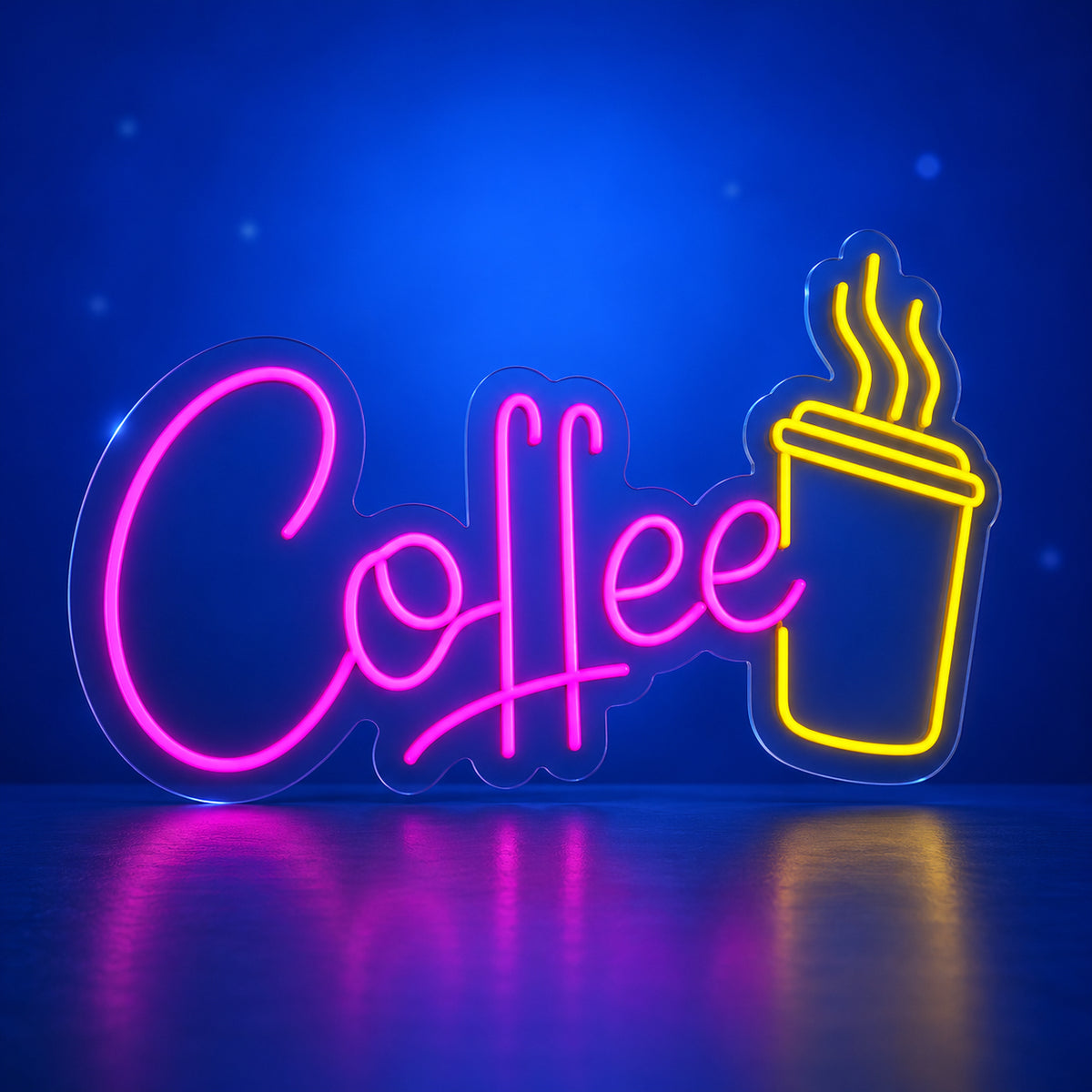 Coffee Cup LED Neon Sign Script with Tall Cup - Facebook Ad Image