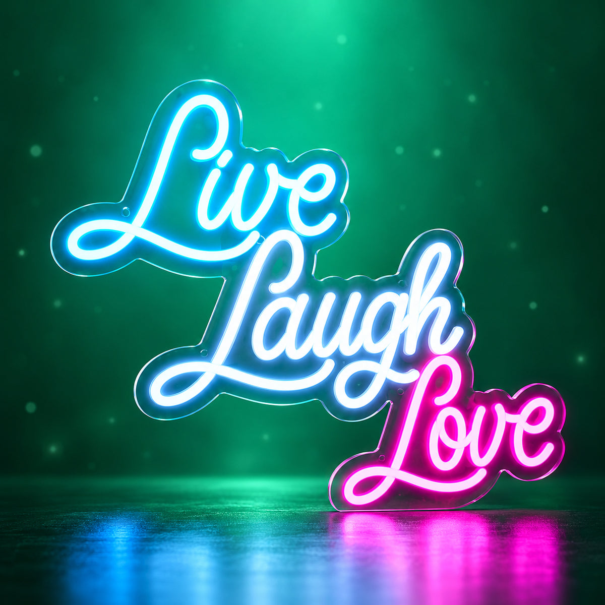 Live Laugh Love LED Neon Sign Grand Cursive Stack - Facebook Ad Image