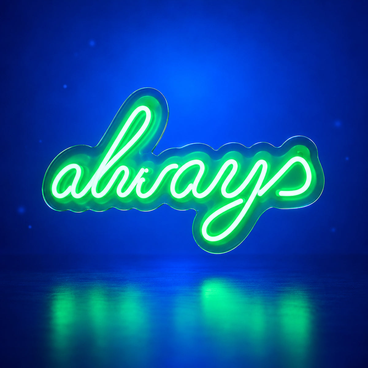 Always LED Neon Sign Bold Green Era Script - Facebook Ad Image