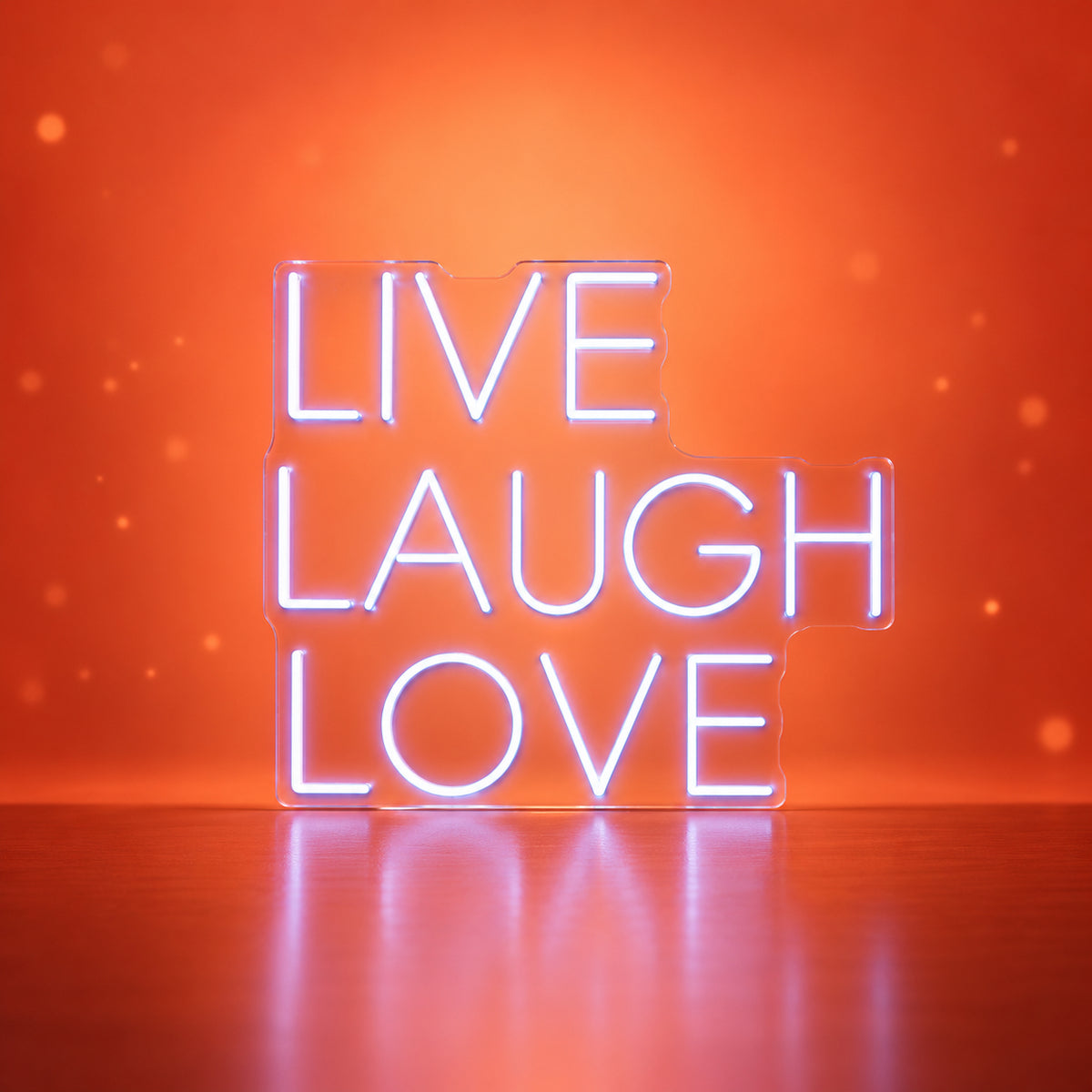 Live Laugh Love LED Neon Sign Stacked Caps Design - Facebook Ad Image