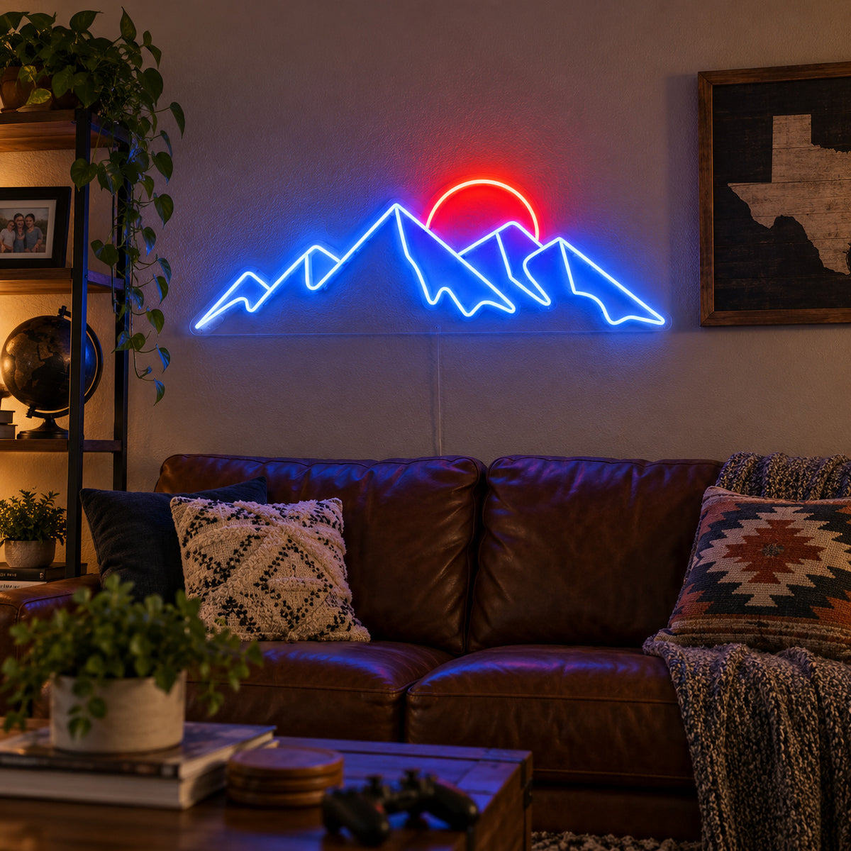 Jagged Mountain Sunset LED Neon Sign Wall Neon Signs - Texas Home Scene