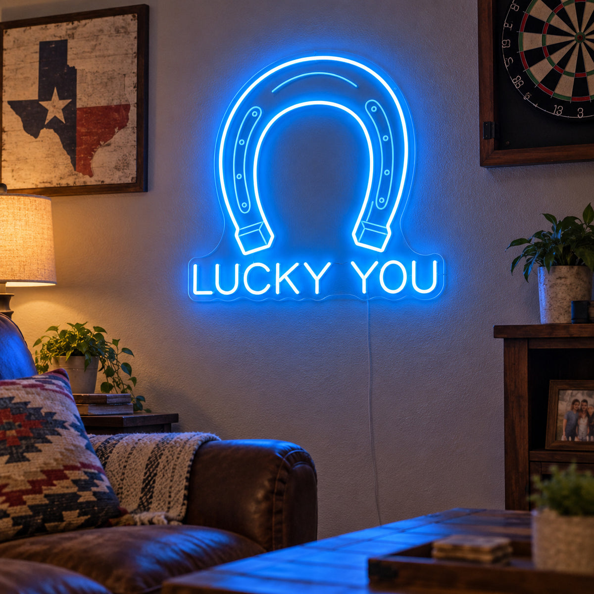 Lucky You Horseshoe LED Neon Sign Wall Neon Signs - Texas Home Scene