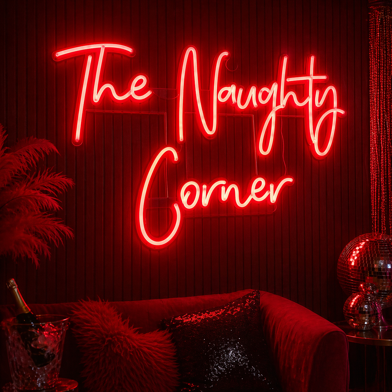 The Naughty Corner LED Neon Sign for Bedroom, Bar & Party Room Decor