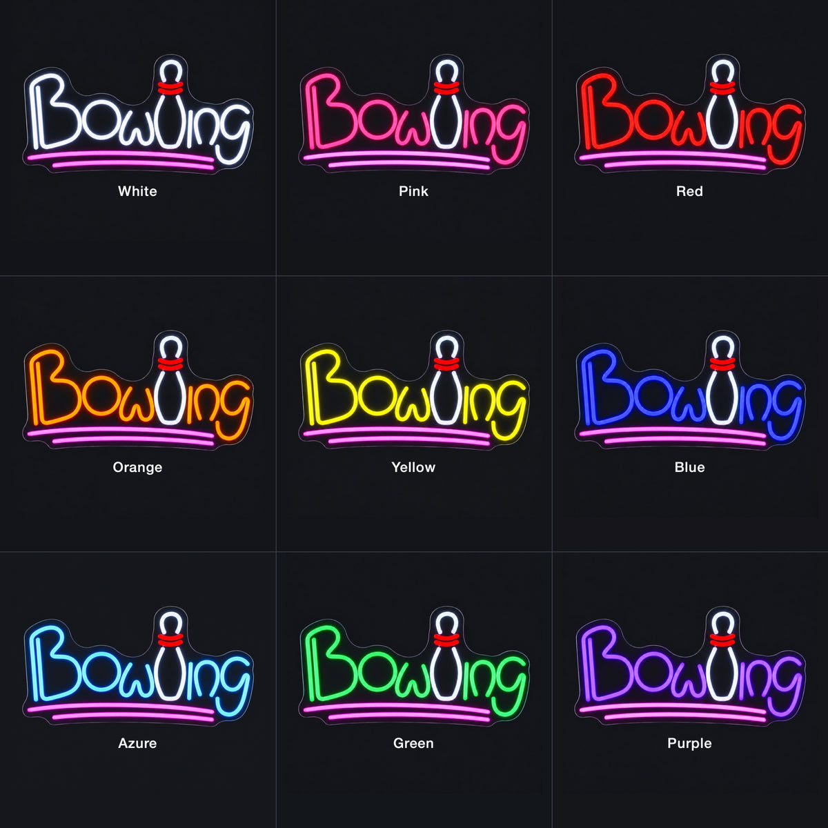 Bowling LED Neon Sign Script with Bowling Pin - Shineneon