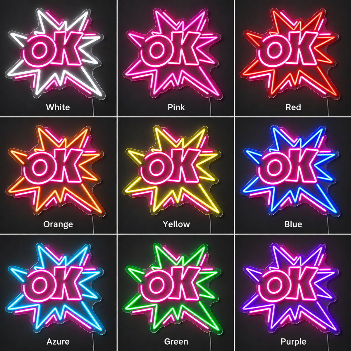 OK LED Neon Sign for Man Cave Dimmable Wall Decor Wall Neon Signs - Shineneon
