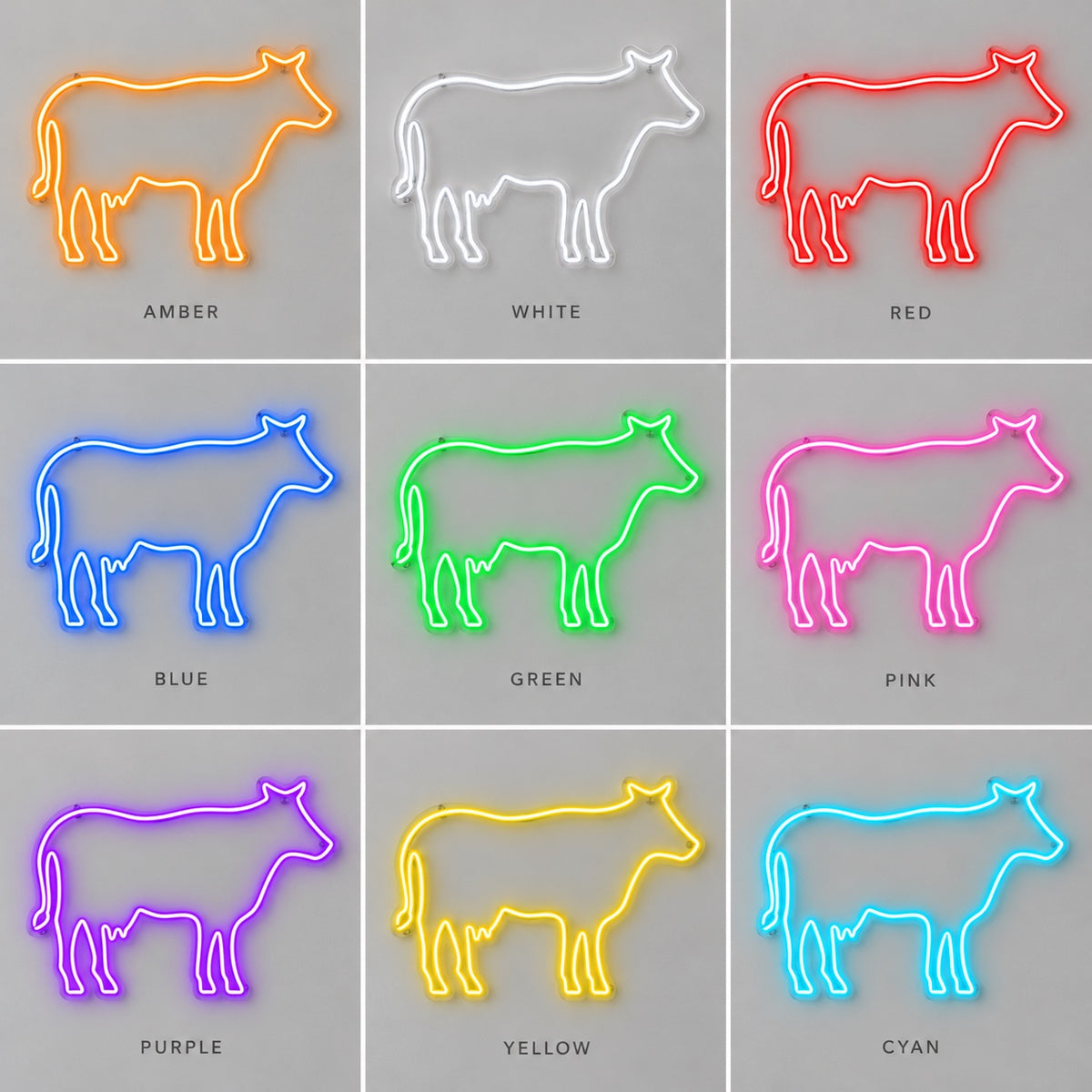 Cow LED Neon Sign Standing Cow Outline Wall Neon Signs - Shineneon