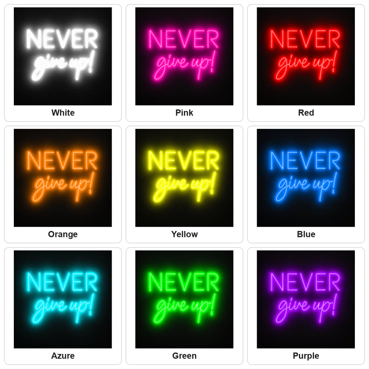 Never Give Up LED Neon Sign Wall Neon Signs - Shineneon
