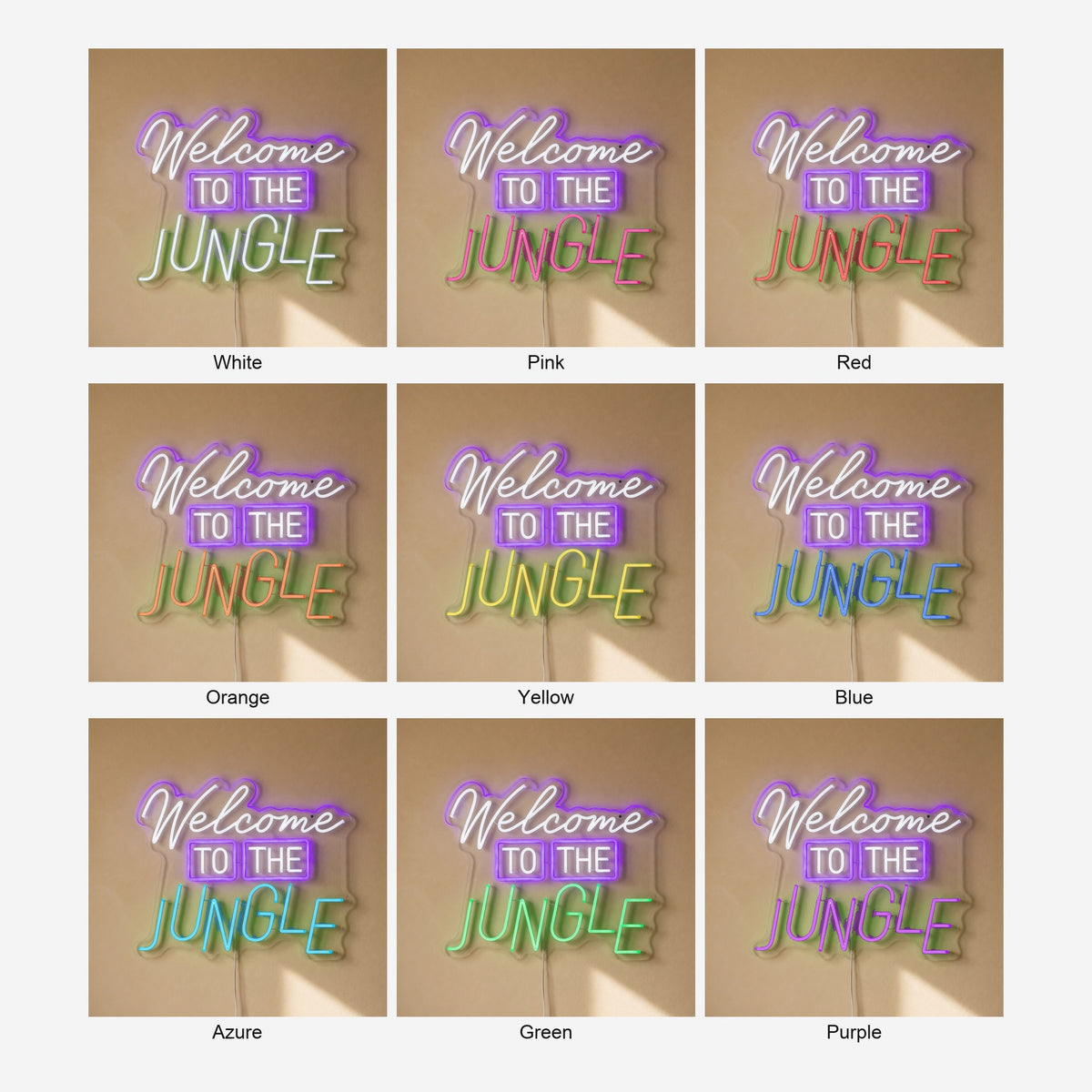 Welcome to the Jungle LED Neon Sign Boxed Caps with Script - Shineneon