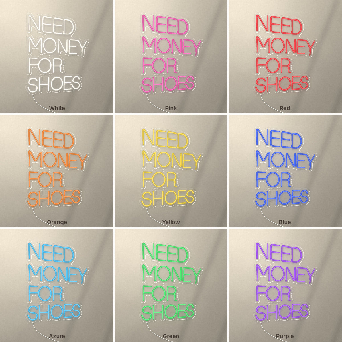 Need Money For Shoes LED Neon Sign, Boxed Two Tone Caps - Shineneon