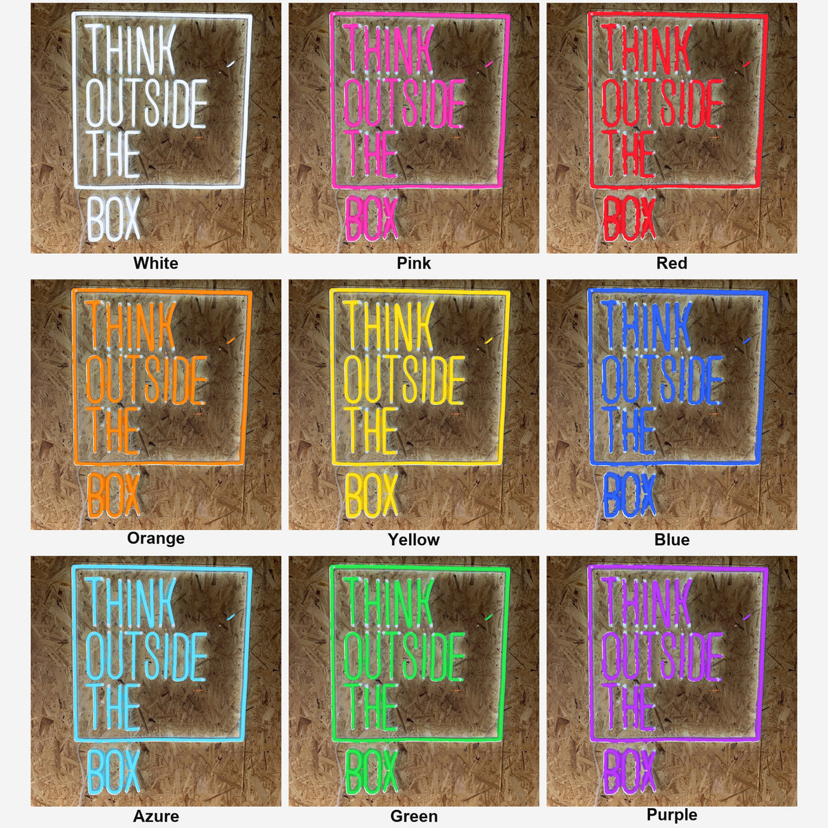 Think Outside the Box LED Neon Sign Plywood Board Caps - Shineneon