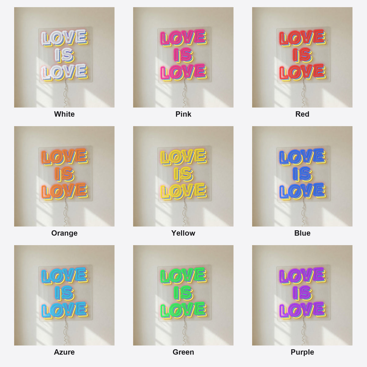 Love is Love LED Neon Sign Stacked Boxed Caps - Shineneon