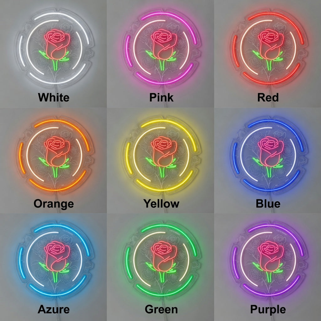 Rose in Round LED Neon Sign - Shineneon