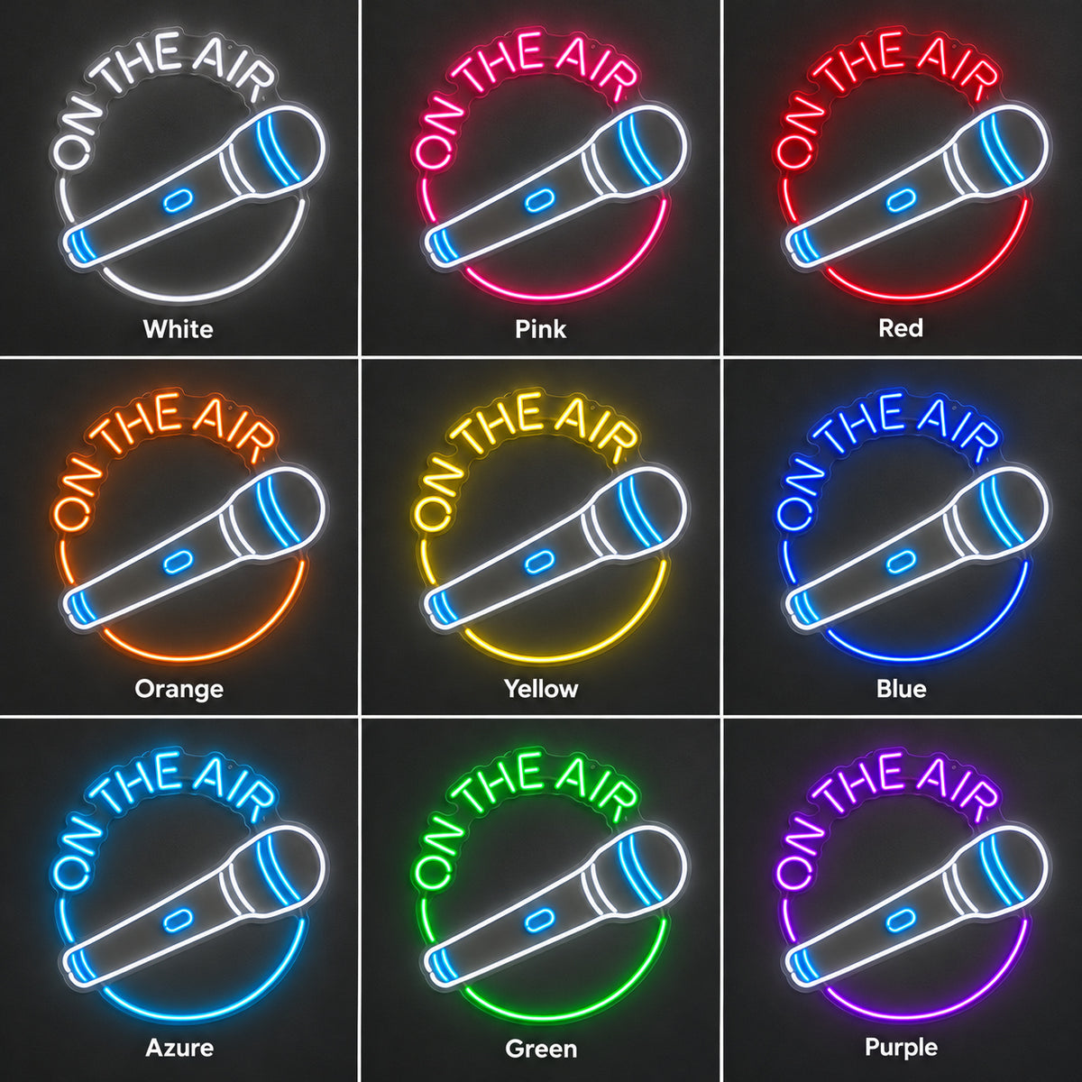 On the Air with Microphone LED Neon Sign Dimmable Wall Light Wall Neon Signs - Shineneon