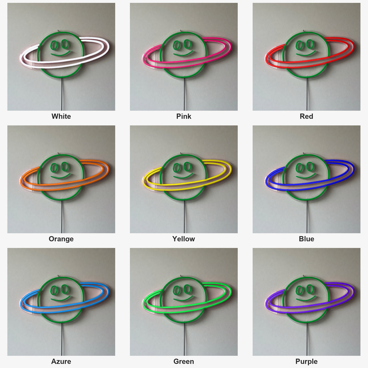 Planet Saturn Smiley Face LED Neon Sign - Shineneon