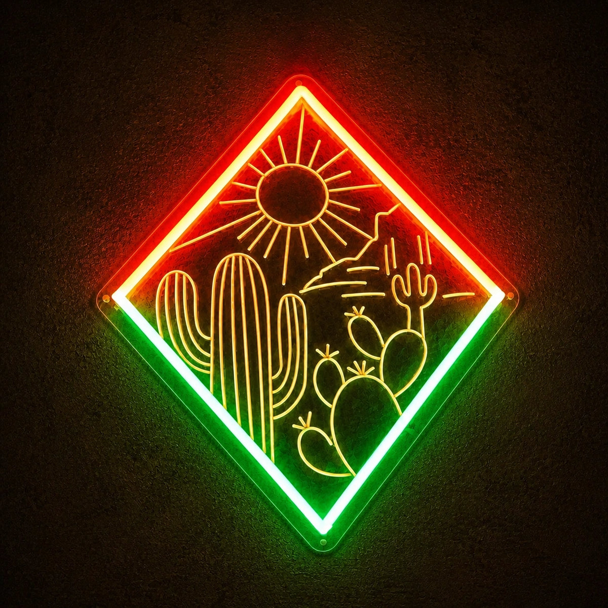 Southwest Cactus Sunset Vintage LED Neon Sign Home Neon Signs - Shineneon
