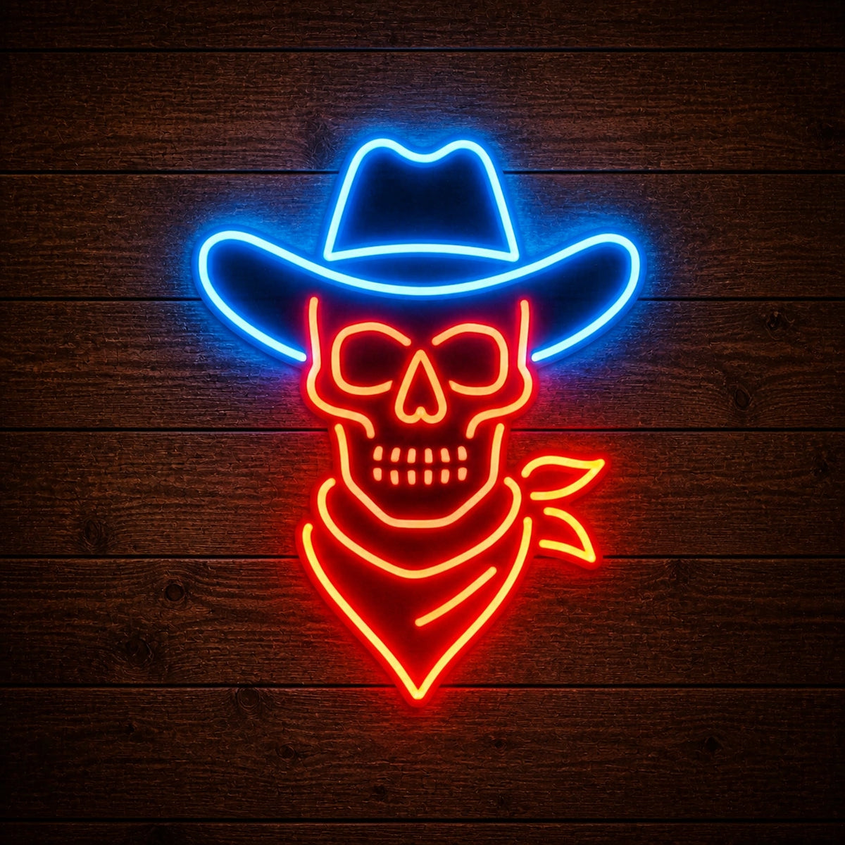 Skeleton Cowboy Hat Scarf Vintage LED Neon Sign Home Neon Signs - Shineneon