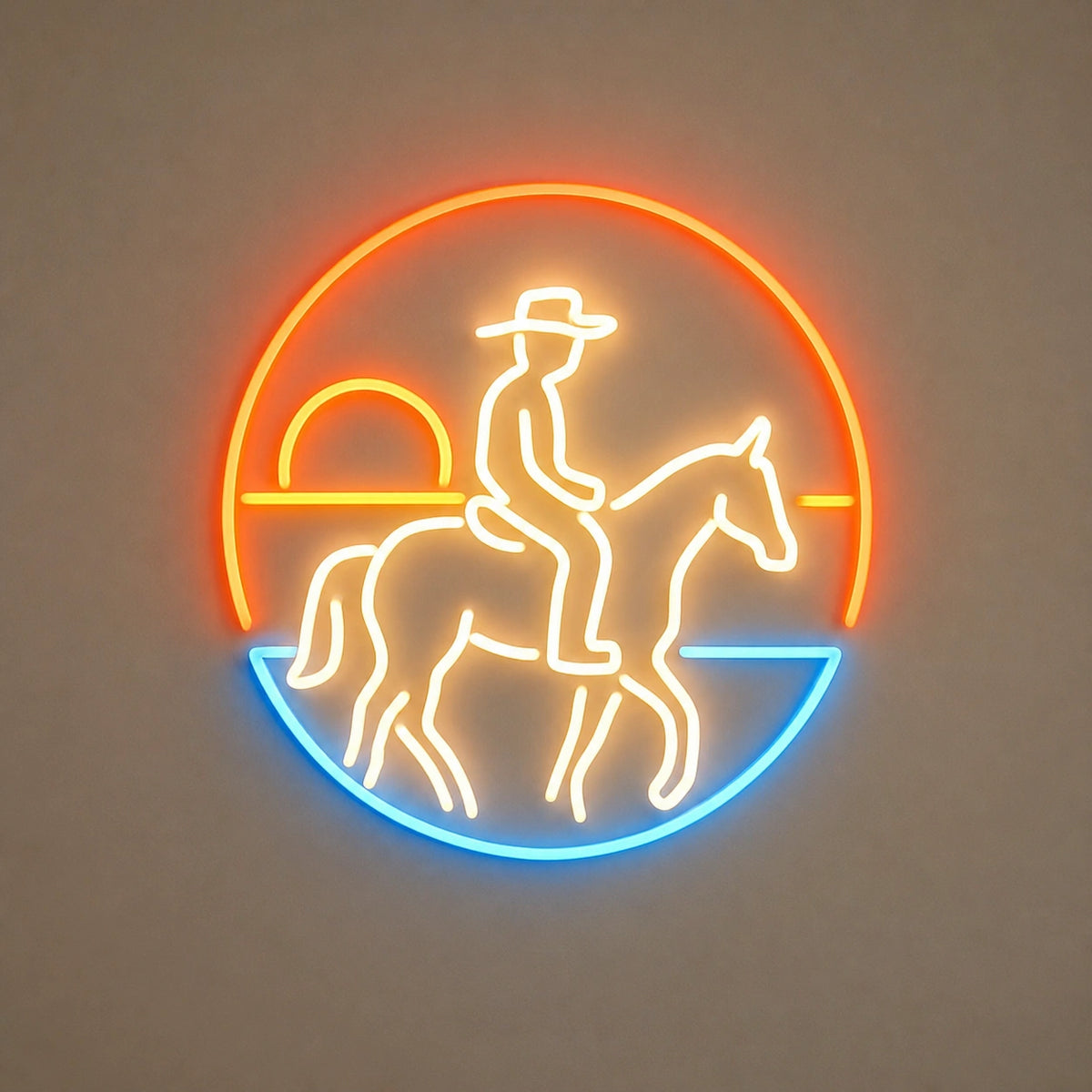 Sunset Cowboy Horseback Vintage LED Neon Sign Home Neon Signs - Shineneon