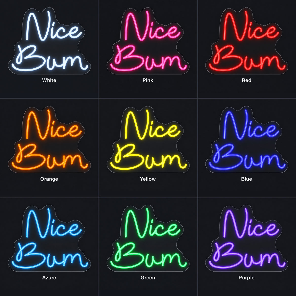 Nice Bum LED Neon Sign Dimmable Wall Light - Color Grid