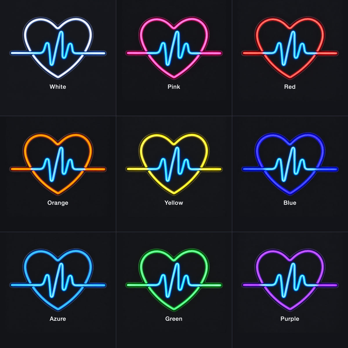 Heartbeat LED Neon Sign for Wedding Light Up Party Decor - Color Grid