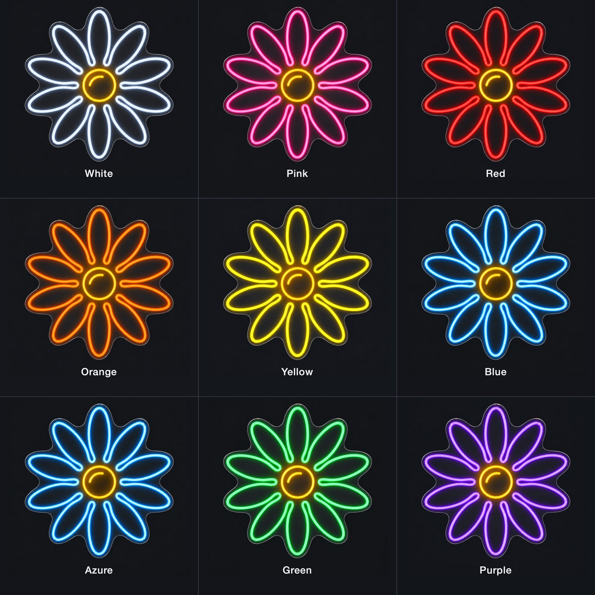 Daisy Flower LED Neon Sign for Salon Light Up Business Decor - Color Grid